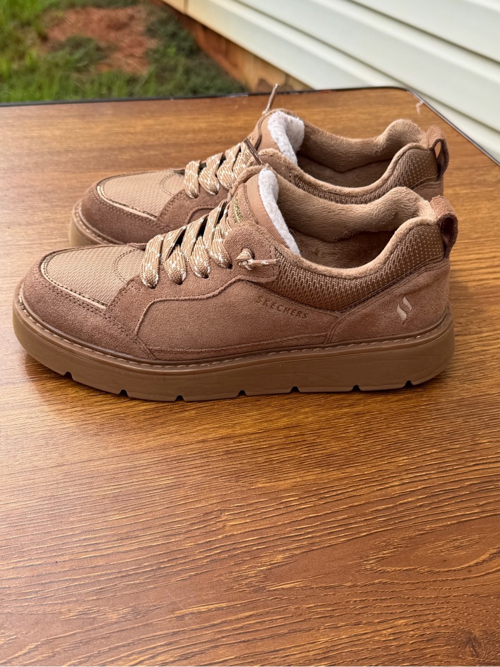 Skechers Street Hikers Faux Fur Sneakers Women’s US 7.5 Brown Casual Shoes - Picture 2 of 11